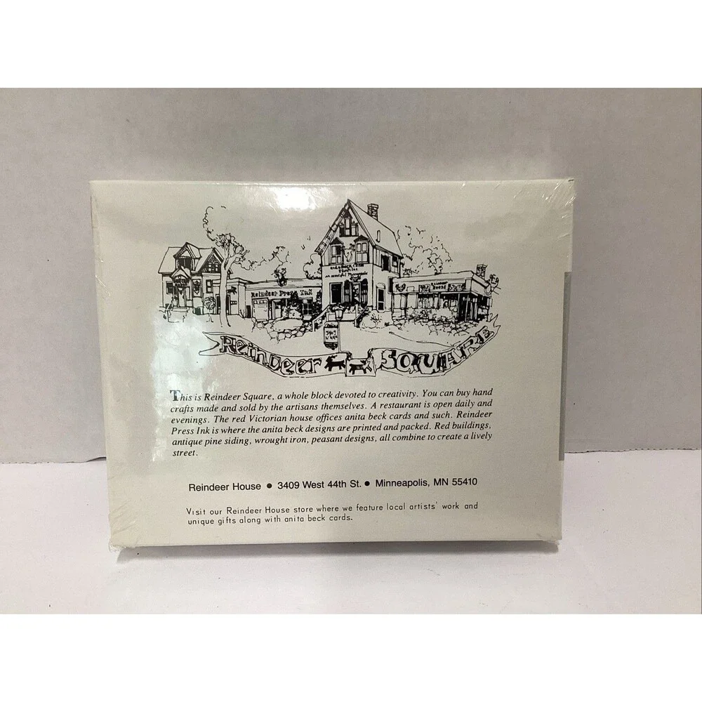 vtg anita beck stationery  reindeer house 10 notes all one kind cards flowers